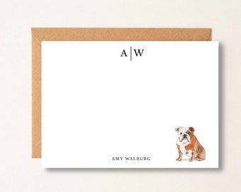 Bull Dog Personalized Note Cards, Dog Stationery, Gift for Dog Lovers, Flat Note Cards, Christmas Gift, Boss, Friend, Coworker