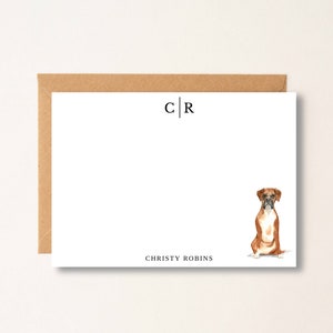 Boxer Dog Personalized Note Cards, Dog Stationery, Gift for Dog Lovers, Flat Note Cards, Christmas Gift, Boss, Friend, Coworker