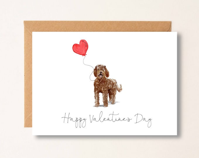 Personalized Labradoodle Valentine's Day Card, Dog Lover Greeting Card