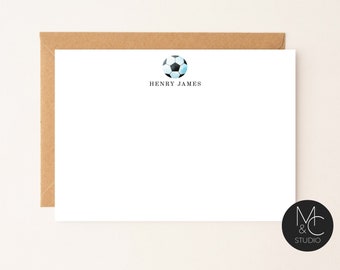 Personalized Soccer Note Cards, Boys Stationary Thank You Notes, Personalized Sports Cards Stationery, Soccer lover Gift, Birthday Thank you