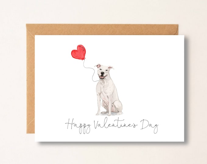Personalized Pit Bull Valentine's Day Card, Dog Lover Greeting Card