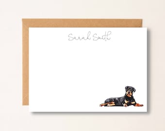 Rottweiler Mom Rottie Personalized Note Card Set Envelopes- Stationary Cards Monogram Stationary Script Font,  Mom, Friend Coworker