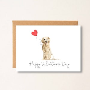 Golden Retriever Dog Valentine, Dog Card, personalized Pet Greeting Card, Folded Note Card, Dog Lover, Valentine's Day Greeting Card, image 1