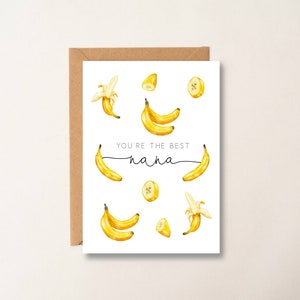 Funny Nana Card, Banana card, Grandmother, Grandma, Best Nana  Mothers Day Card, Simple Card, Greeting Card, Notecard