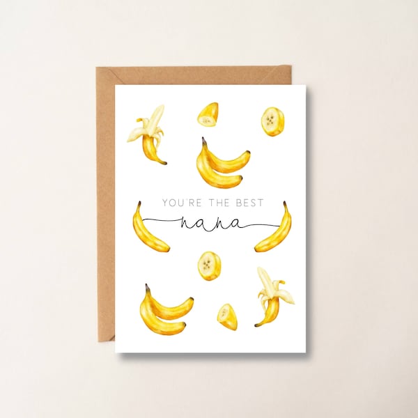 Funny Nana Card, Banana card, Grandmother, Grandma, Best Nana  Mothers Day Card, Simple Card, Greeting Card, Notecard