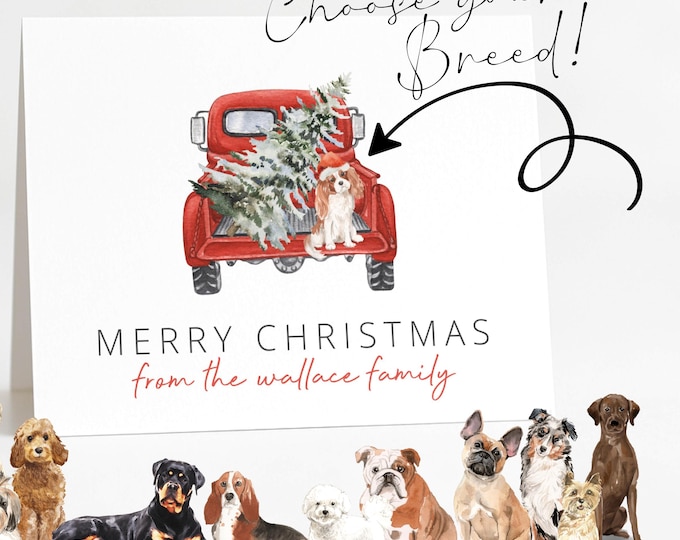 Personalized Watercolor Holiday Dog Card: Pet Christmas Greeting