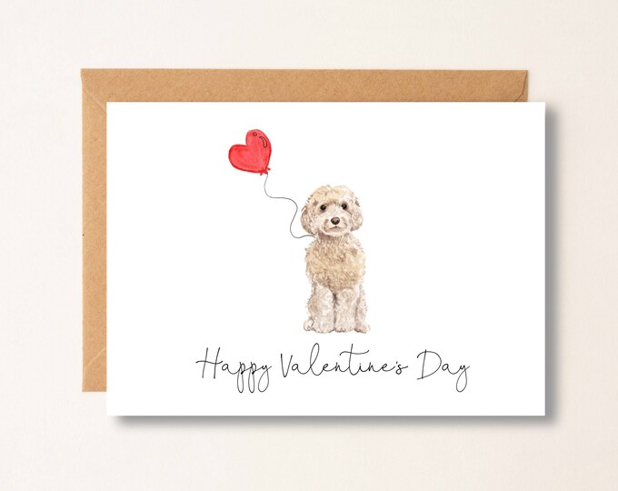 Cockapoo Valentine's Day Card, Dog Lover Greeting Card