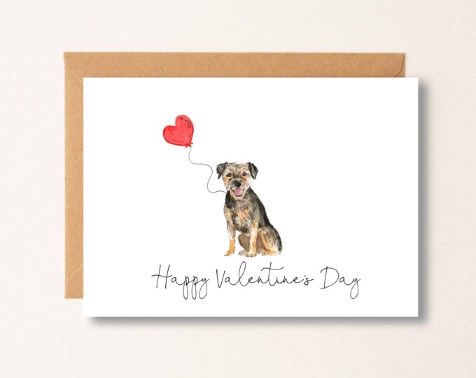 Personalized Border Terrier Valentine's Day Card