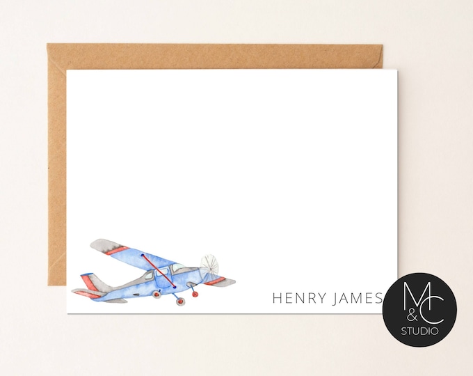 Personalized Airplane Baby Shower Thank You Cards, Aviation Stationery
