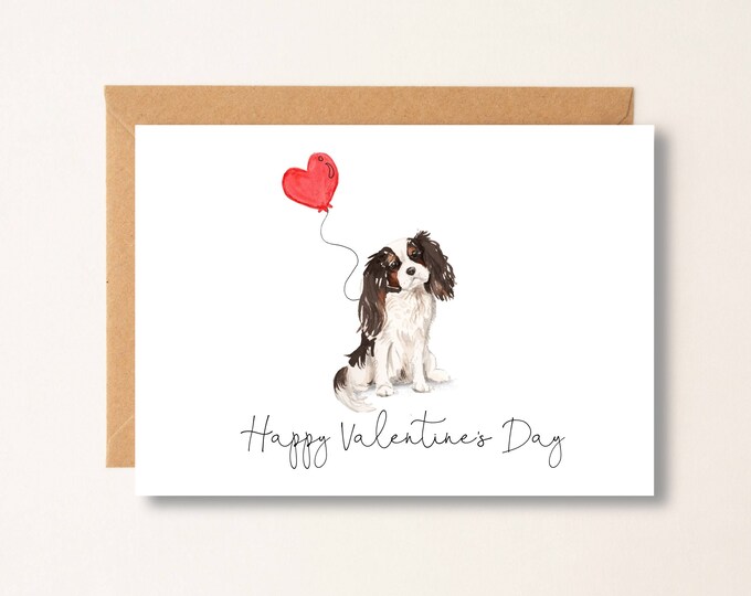 Personalized Spaniel Valentine's Day Card, Pet Greeting Card
