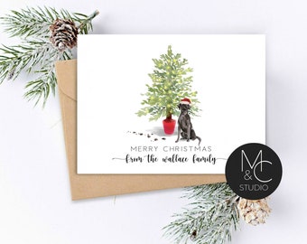 Black Lab, Labrador Dog Card, personalized Pet Christmas Greeting Card, Folded Note Card, Dog Lover, Holiday Greeting Card, Family Card