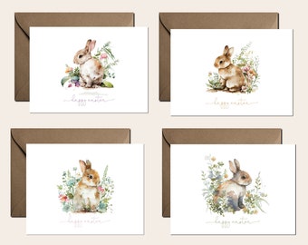 Easter Cards Set, Easter Bunny Watercolor card Pack, Happy Easter Cards, Greeting Card, Thinking of you, Greeting Card , Card set #1