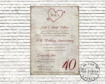 40th anniversary invitations etsy