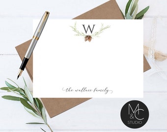 Custom Stationary for Boys Folded Note Card Set Stationery Gifts for Men Personalized Note Cards for Him PINE TREE