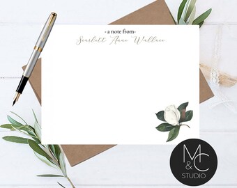 Monogrammed Stationery Magnolia Cards NC1046 Personalized Gifts Personalized Note Cards