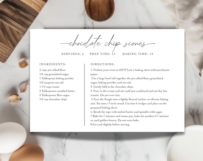 Printable Recipe Cards: Full Size, Self-Editing (Digital Download)
