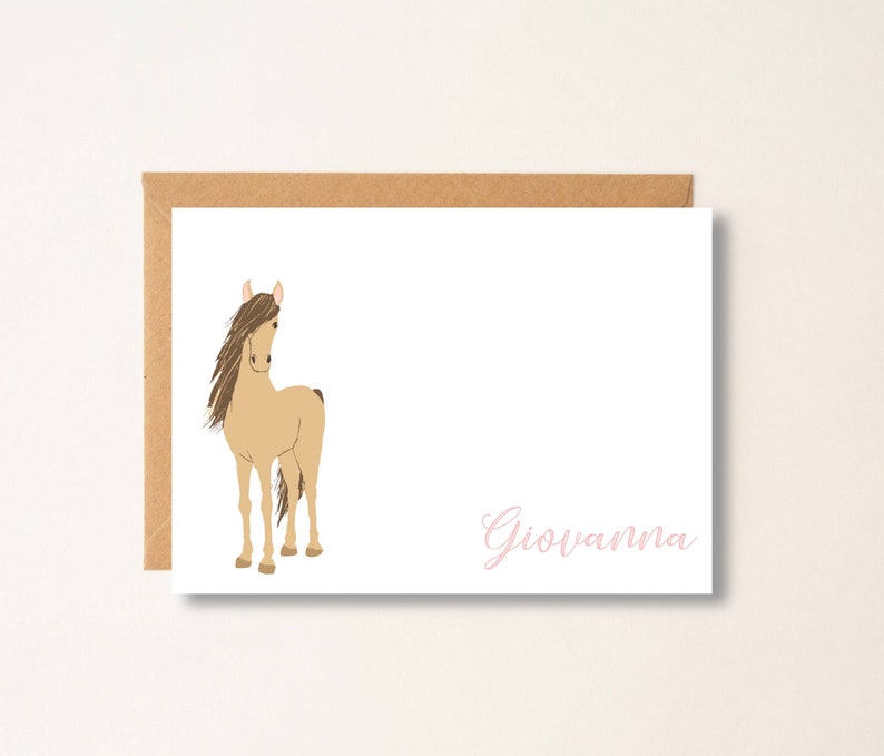 Horse Stationary Set, Personalized, Horse Notecards for Girls, Equestrian Gifts Custom, Thank You Cards for Horse Lovers, Stationery, Gift image 1