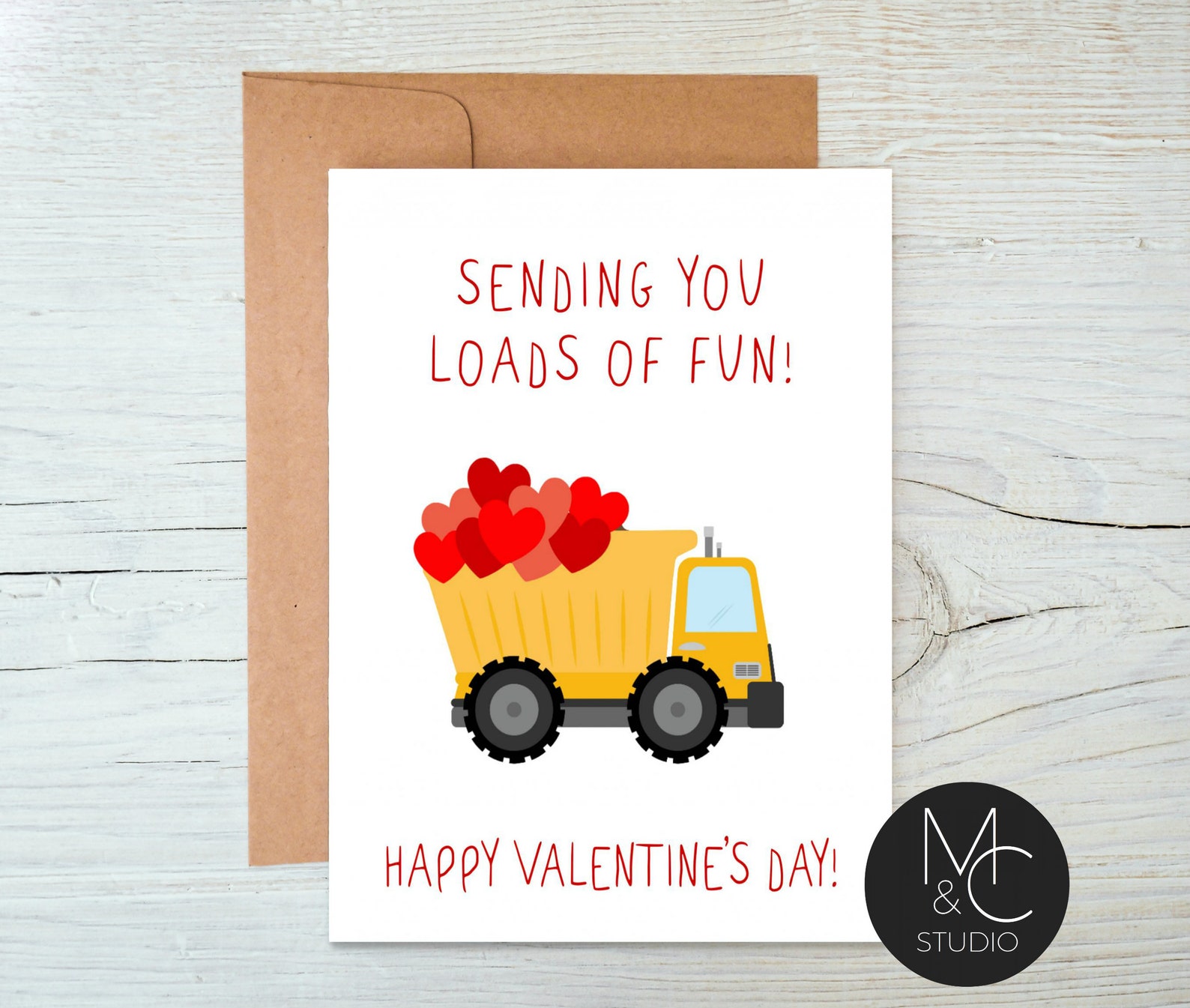 Dump Truck Valentine Loads of Fun Personalized Valentine | Etsy