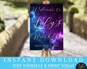 Welcome Sign Galaxy Birthday Outer Space Under The Stars any wording party decor Printable Editable Birthday Templett, Out of this world Il_170x135