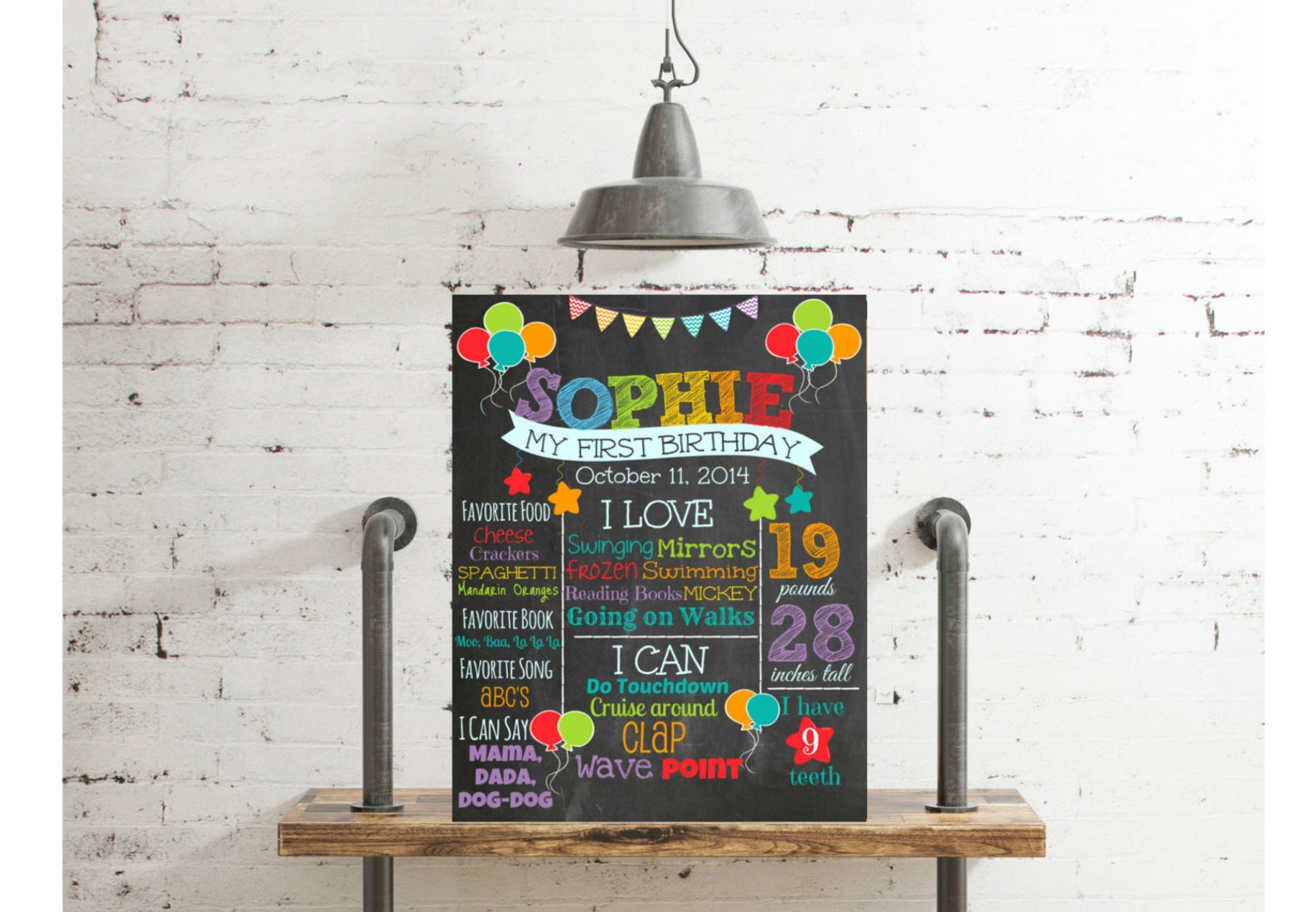 First Birthday Chalkboard Primary Colors Balloon Birthday Etsy