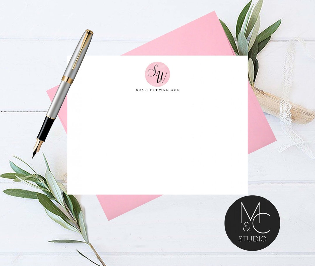 Personalized Note Card Set Envelopes Stationary Cards monogram ...