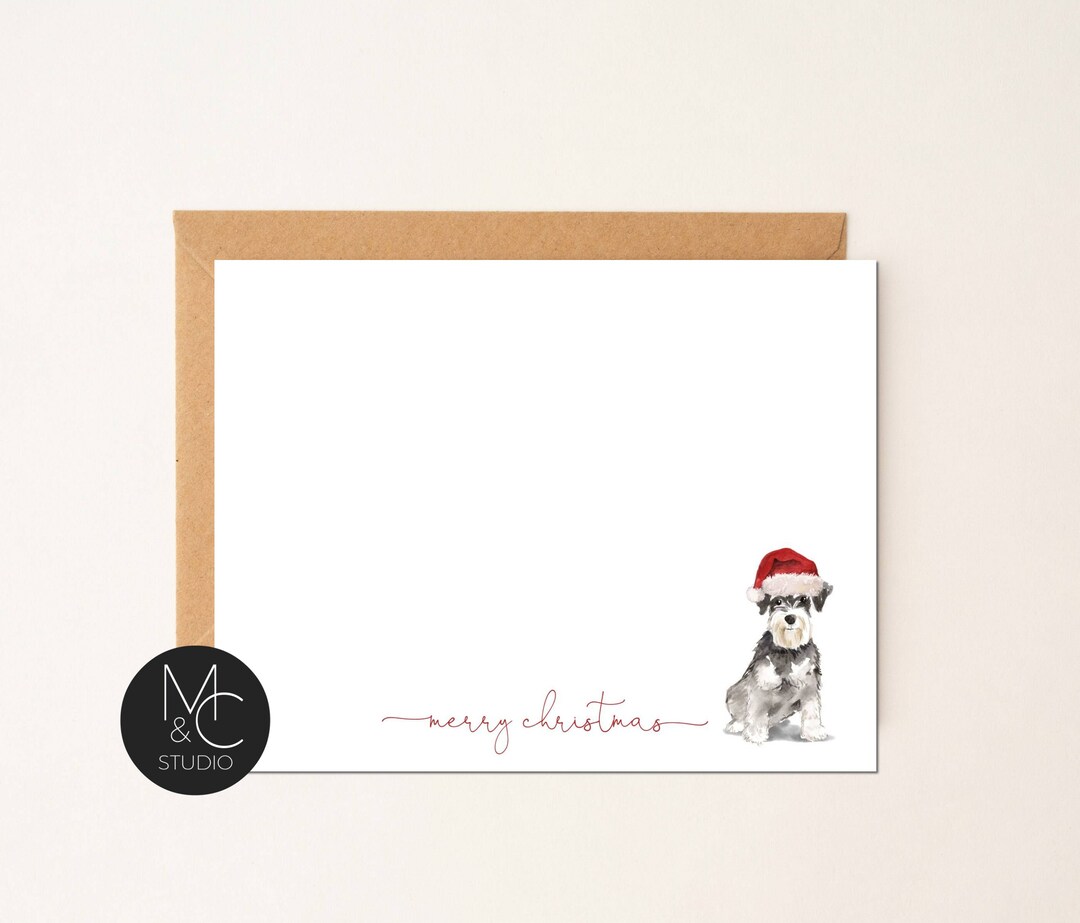 Cartes De Vœux Schnauzer Avec Enveloppes - Thème Noël - Personnalisables - Neuves
