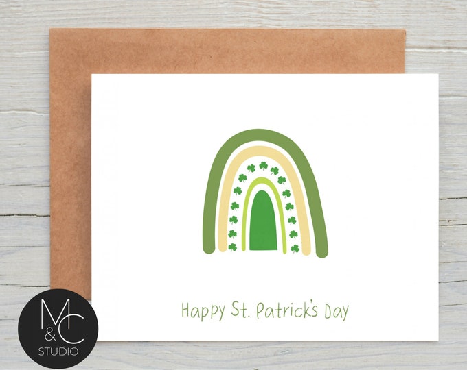 St. Patrick's Day Cards, St. Patty's Day Card Pack, Blank Rainbow Cards Set, Greeting Card, St. Pattys Day, Irish Four leaf Clover, #SP3