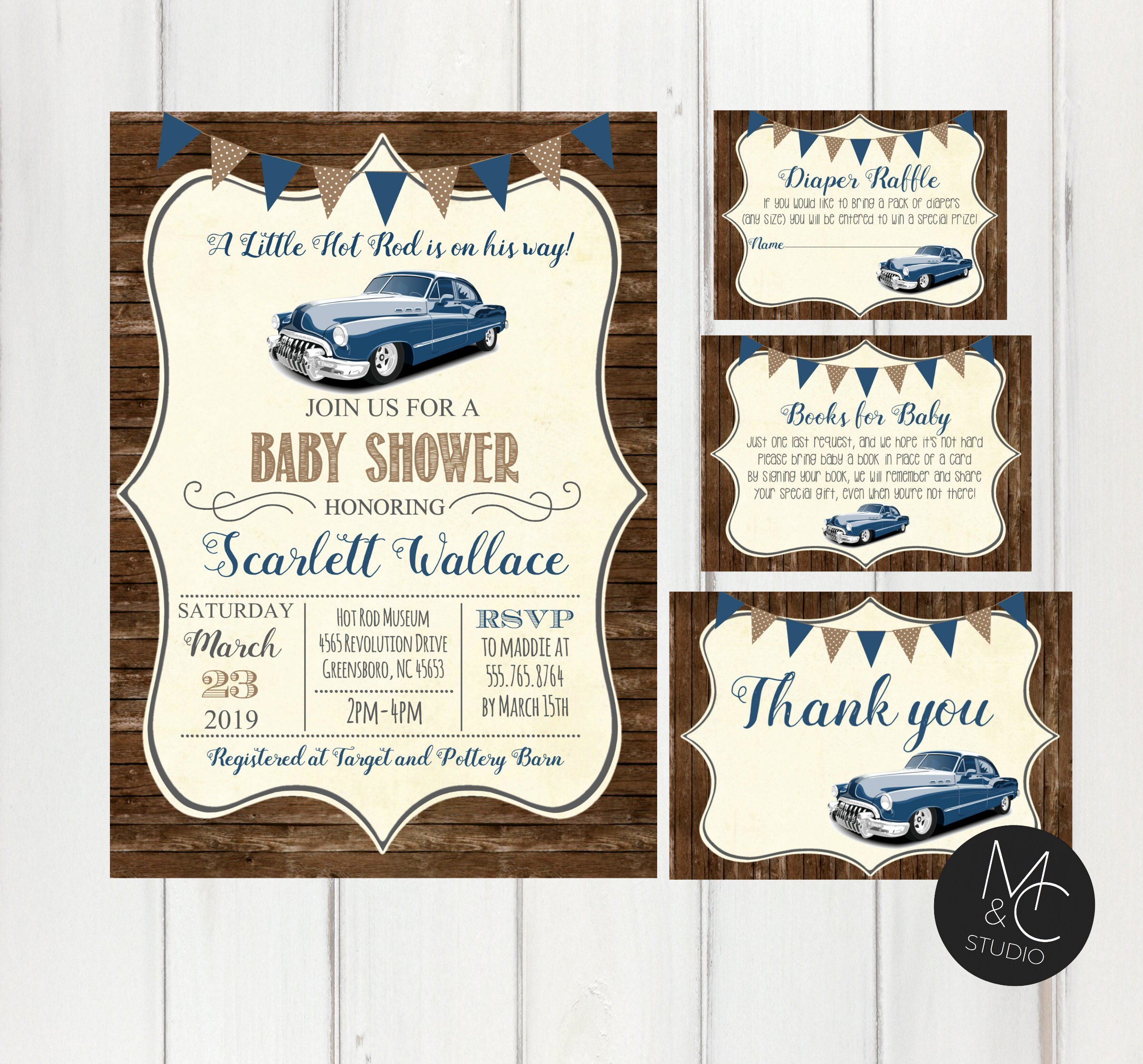 Baby Shower Hot Rod Classic Car Wood Baby Boy Auto Muscle Car Etsy UK