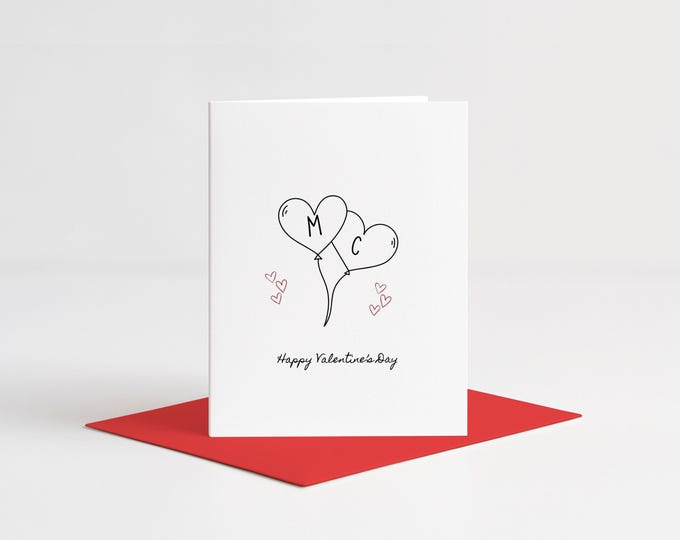 Personalized Initial  - Valentine's Day Card, Husband, Wife, Girlfriend, boyfriend