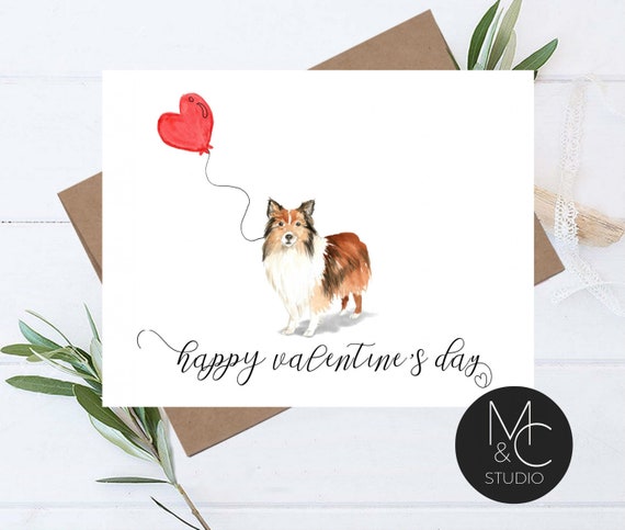Shetland Sheep Dog, Dog Card, personalized Pet Greeting Card, Folded Card, Dog Lover, Valentine's Day Greeting Card, Collie Il_570xn