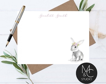 Spring Bunny Single Folded Note Card