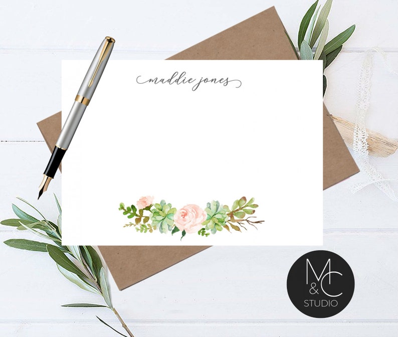 Personalized Note Card Set Envelopes Stationary Cards Etsy