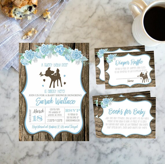 Little Deer Is Almost Here Wood Baby Shower Invite Set