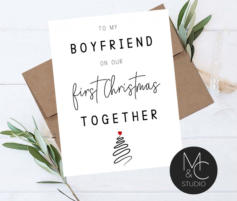 Boyfriend First Christmas Card Simple Modern Card Greeting Etsy Boyfriend First Christmas Card Simple Modern Card Greeting Etsy