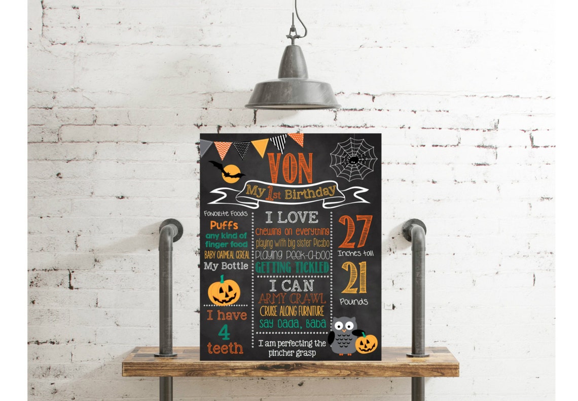 Halloween First Birthday Chalkboard jacko lantern Birthday Etsy