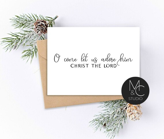 How Many Christian Christmas Cards 2022 Christmas Card O Come Let Us Adore Him Christian Card | Etsy Ireland