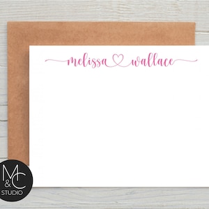 Personalized Stationary set, Thank You Cards, Flat Notecards, Custom Stationery, Script, Elegant, Modern Mom, Friend Coworker, Monogram