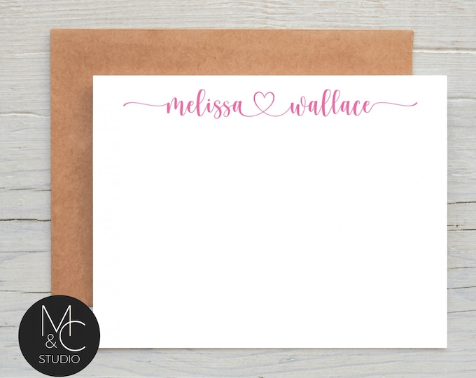 Personalized Stationary set, Thank You Cards, Flat Notecards, Custom Stationery, Script, Elegant, Modern Mom, Friend Coworker, Monogram