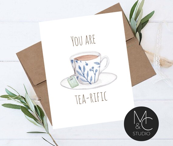 Tea Best Friend Card, Funny Birthday Card, Kraft paper Envelope Tea Rific, Birthday Card For Her, Coworker card, Friend Card, Tea lover #51 Il_570xn