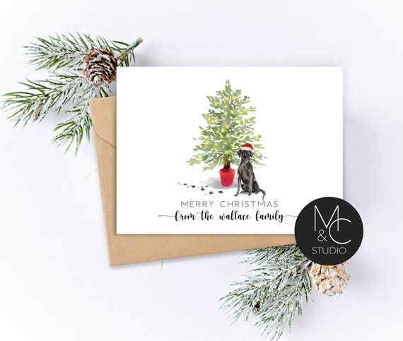 Black Lab, Labrador Dog Card, personalized Pet Christmas Greeting Card, Folded Note Card, Dog Lover, Holiday Greeting Card, Family Card Il_570xn