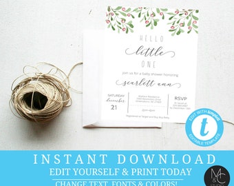 Baby Shower Winter Invite, Pumpkin Baby Shower Invitation, Christmas Greenery Baby Shower Invitation, baby shower, invitation, templett