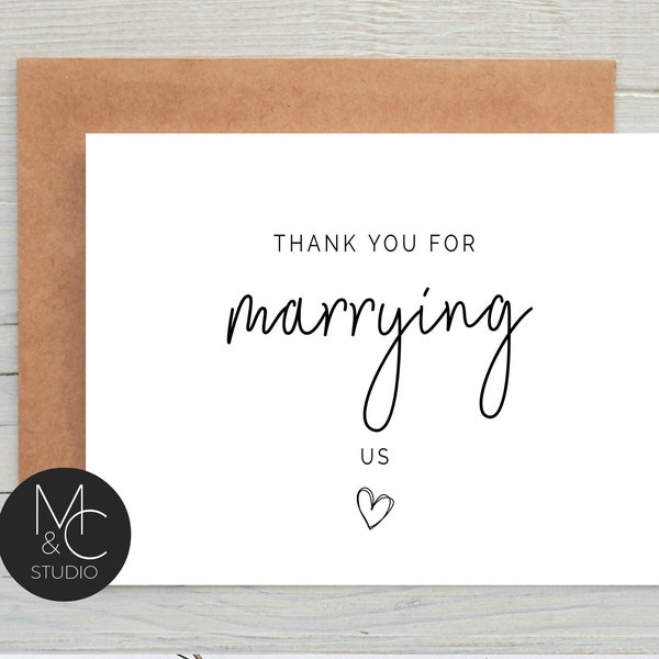 Thank you for marrying us, Wedding Day Card, Officiant, Wedding Cards, Minister, Judge, Pastor, Priest, Card from bride and groom