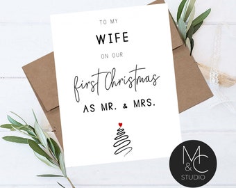 Wife First Christmas Card, Simple Modern Card, Greeting Card, To My Wife On Our First Christmas Together, 1st Christmas Card #78
