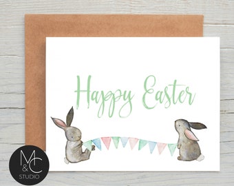 Easter Cards, Easter Bunny Card Pack, Blank Chick  Cards Set, Greeting Card, Thinking of you, Greeting Card , Simple Minimal Card #E4