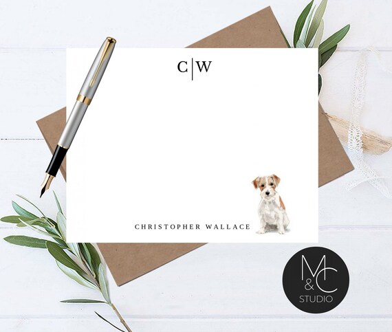 Wire Haired Jack Rusell Terrier Dog Personalized Note Cards, Stationery, Gift, Flat Note Cards, Christmas Gift, Boss, Friend, Coworker Il_570xn