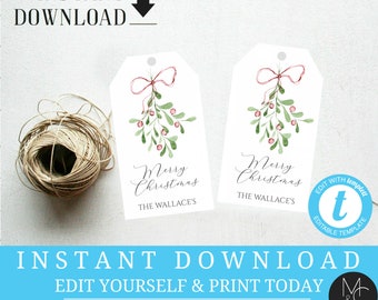 Editable Simple Christmas tags, tags for Christmas, Editable Hang, Christmas Printable Templett, Instant Download #20
