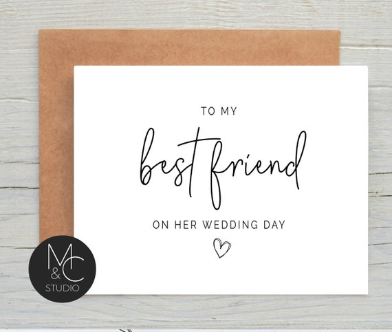 To My Best Friend On Her Wedding Day Card, Best Friend Wedding Card, Gift for Bride, Maid of Honor, Best Friend, Bestie, Bridal Party #58 Il_570xn
