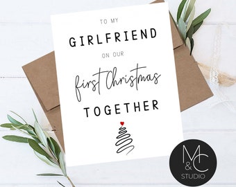 Girlfriend First Christmas Card, Simple Modern Card, Greeting Card, To My Girlfriend On Our First Christmas Together, 1st Christmas Card #67