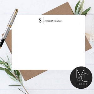 Personalized Stationary set, Thank You Cards, Flat Notecards, Custom Stationery, Script, Elegant, Modern Mom, Friend Coworker image 1