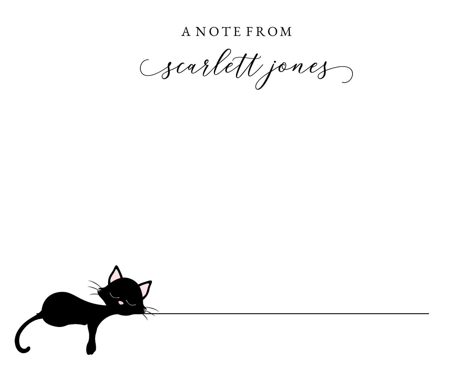 Black Cat Personalized Note Card Set Envelopes Stationary - Etsy